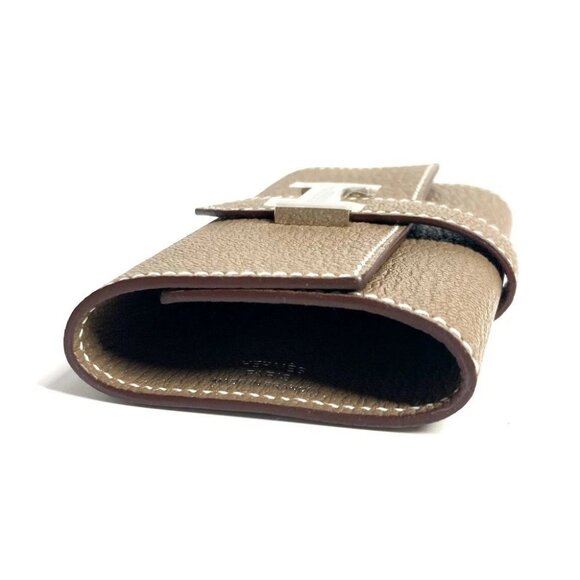 HERMES Bearn 4P 4 rows Key H logo Key Case Chevre Etoupe Gray Unused - Picture 4 of 16